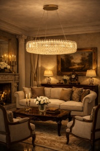 Candelabru LED Modern 96W Finisaj Crom - "Qerina"