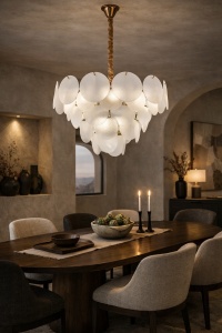 Candelabru Modern cu Sticlă Mată 10 becuri - "Marunai"