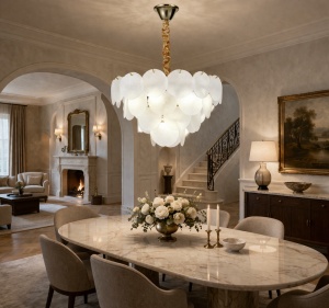 Candelabru Modern cu Sticlă Mată 8 becuri - "Marano"