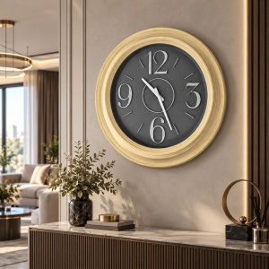 Ceas De Perete Cu Design Geometric Și Cadran Gri - "Daveron" - Img 2