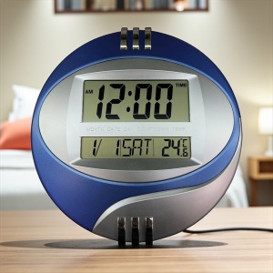 Ceas digital de birou cu afișaj LCD, funcții oră, dată, ziua săptămânii și temperatură, ideal pentru casă
