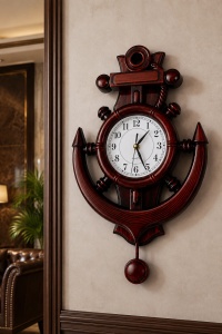 Ceas Perete Design Ancora cu Pendul - "Ancheron" - Img 2