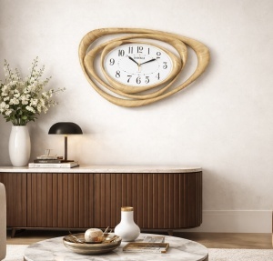 Ceas de perete modern design abstract cadru auriu decorativ