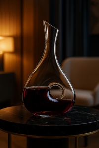 Decantor modern cu orificiu central pentru vin