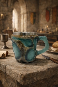 Cana decorativa design artistic cu efect de piatra si turcoaz
