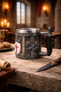 Halba tematica cavaleri templieri cana medievala decorativa