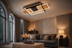 Lustra LED Design cu Accente de Lemn Natural - "Neruva"