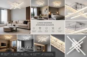 Lustra LED Design Pătrat Decorativ cu Lumină Reglabilă și Telecomandă - Img 2