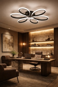 Lustra LED Modernă 120W cu Telecomandă Temperatură Reglabilă 2800K–6500K Design Floral Negru