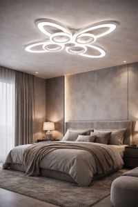 Lustra LED cu design abstract si inele luminoase