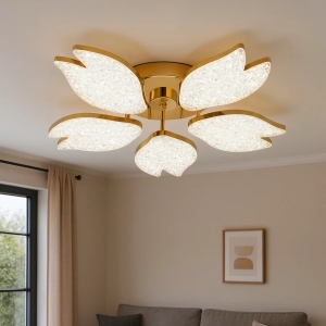 Lustra LED Moderna Aurie cu Petale Acrilice 100W cu Telecomandă Lumină Reglabila 3000–6500K - "Fioren"