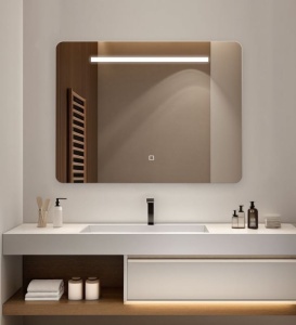 oglindă LED dreptunghiulară cu setare a modului de lumină și trei tipuri de iluminare – rece, caldă și neutră