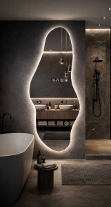 Oglinda LED DECORIALE cu Dezaburire , Ceas si Termometru 180x55cm - "Nimbo"