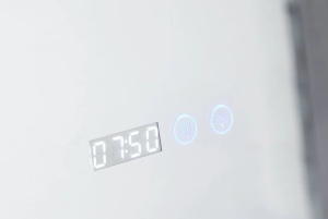 Oglinda LED DECORIALE cu Dezaburire, Ceas si Termometru 60x80cm - "Vetra" - Img 2