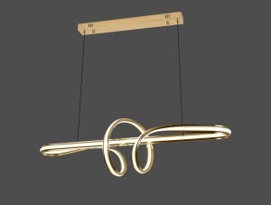 Lustră modernă LED aurie pentru dining, design ondulat contemporan, iluminat suspendat elegant pentru sufragerie sau bucătărie
