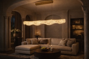 Pendul LED Modern 76W Finisaj Auriu - "Treonix"