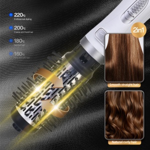 Perie Rotativă HALEY HY-4003 1000W – 2 Perii, Încălzire Rapidă, Modelare de Durată, Protecție Păr, Inveliș Ceramic, Alb/Argintiu