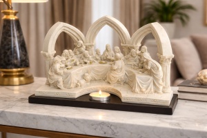 Statuetă decorativă Cina cea de Taină cu Iisus și apostolii, ornament religios pentru interior