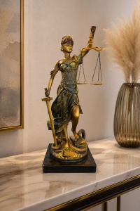 Reprezentare clasică Doamna Justiție, simbol echilibru și adevăr