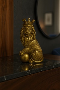 Figurină decorativă leu cu sferă simbol putere