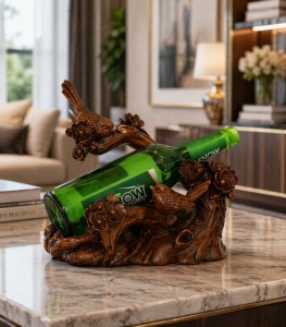 Suport de vin decorativ cu păsări și flori