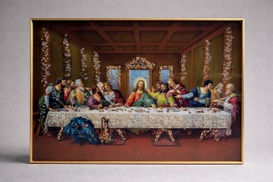 Tablou Cina cea de Taina cu Pietricele 70x50cm - Gold