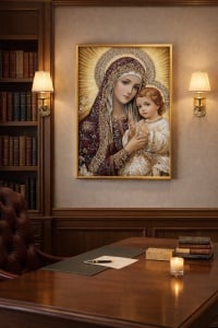 Tablou Maica Domnului cu Pruncul Iisus Hristos cu Pietricele 70x50cm