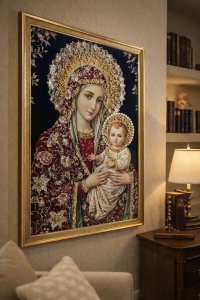 Tablou Maica Domnului cu Pruncul Iisus Hristos cu Pietricele 74x54cm