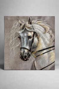 Tablou Reliefat 3D Pictat cu Cap de Cal 80x80cm - "Avelor"