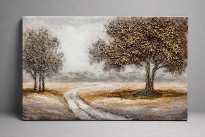Tablou Reliefat 3D Pictat cu Peisaj Forestier 90x60cm - "Cairon"