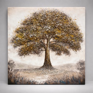 Tablou Reliefat 3D Pictat cu Pomul Vietii 80x80cm - "Umbriel"