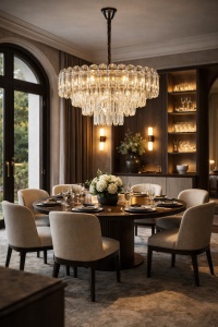 Lustră de lux cu cristale transparente, iluminat decorativ pentru living modern