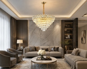 Candelabru Lux Cristal Auriu - "Vareston"