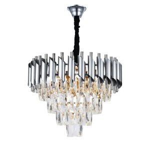 Candelabru Modern Cristale și Finisaj Argintiu - "Faveron" - Img 3