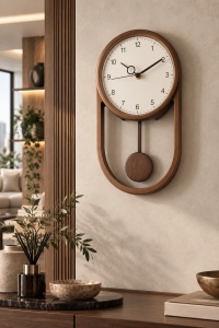 Ceas De Perete Silențios Cu Pendul Și Design Clasic Elegant - "Sorevio" - Img 2