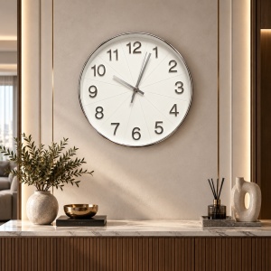 Ceas De Perete Silențios Design Modern Cu Cifre Reliefate - "Novaro" - Img 2