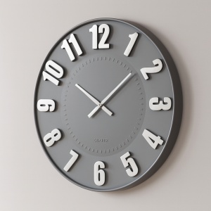 ceas decorativ modern gri cu cifre mari pentru living sau birou