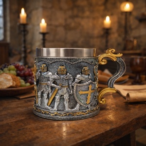 Halba decorativa cu cavaleri medievali cana stil medieval