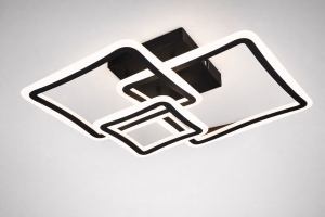 Lustră LED modernă cu rame pătrate interconectate și iluminare albă, într-un design geometric elegant