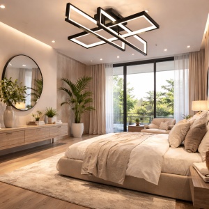Lustra LED moderna geometrica neagra design minimalist plafon