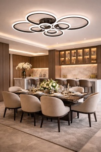 Lustra LED moderna cu cercuri design elegant pentru living