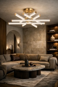 Lustra LED Modernă Design Geometric cu Telecomandă - "Neroth"