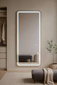 oglinda LED dreptunghiulara cu 3 tipuri de lumina rece calda neutra, agatabila si cu suport