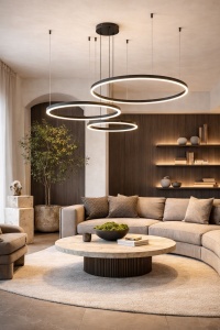 Pendul LED Suspendat cu 3 Inele cu Telecomandă Design Modern - "Haryn"
