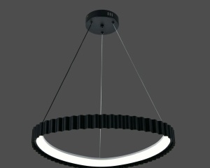 Lustră LED modernă rotundă neagră, suspendată, design minimalist pentru living, iluminat decorativ eficient și elegant pentru interioare contemporane