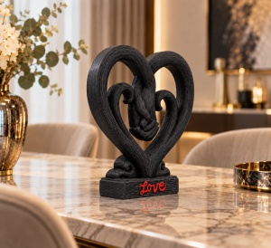 Statuetă Decorativă Două Mâini Împreunate în Inimă cu Mesaj Love - "Vervio" - Img 3