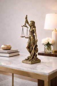 Statueta Justitiei cu balanta si sabie