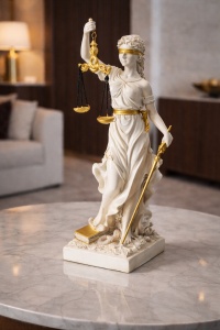 Statueta decorativa zeita Justitia cu balanta figurina simbol dreptate