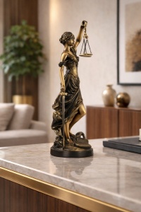 Sculptură decorativă zeița dreptății cu balanță și sabie