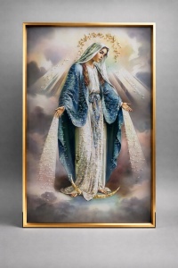 Tablou Maica Domnului cu Pietricele 70x50cm - Gold